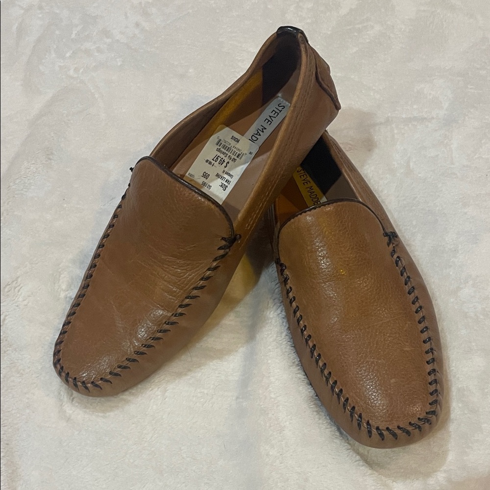 Men’s Steve Madden Tan Leather Slip-On Loafers